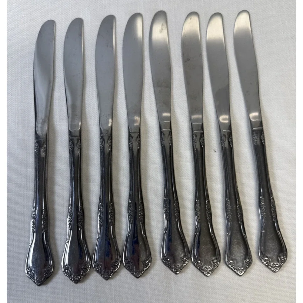 Oneida Mansfield Amadeus Dinner Knives 8 SOLID Stainless Wm A Rogers READ‎
